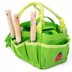 Bigjigs Toys Zahradní set nářadí v plátěné tašce zelený, Bigjigs Toys