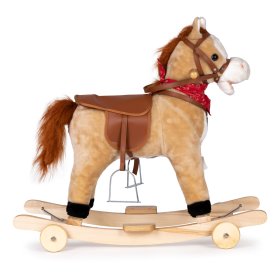 Kůň poppet na houpající se z kola sedlo mobilní, pohybliví zvuky Béžový, EcoToys