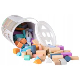 Dřevěné kostky v boxu - 100ks, EcoToys