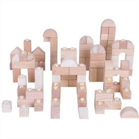Bigjigs Baby Dřevěné Spojkostky - Natur set 100 kusů, Bigjigs Toys