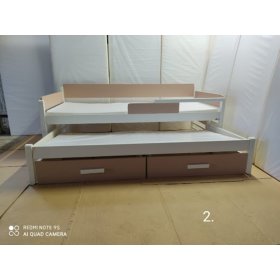 BAZAR Ourbaby dětská postel s přistýlkou Dois - bílo-pudrová (po montáži)