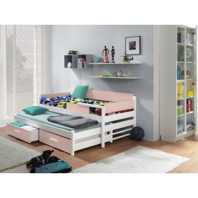 BAZAR Ourbaby dětská postel s přistýlkou Dois - bílo-pudrová (po montáži), Ourbaby