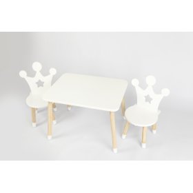 Dětský stůl s židlemi - Koruna - bílý, Ourbaby