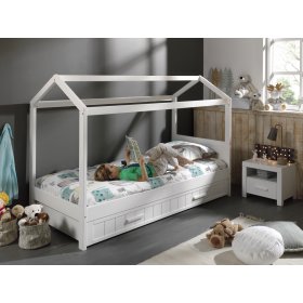 Dětská postel domeček Erik - bílá, VIPACK FURNITURE
