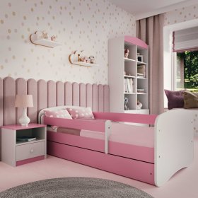 Dětská postel se zábranou Ourbaby - růžovo-bílá, All Meble