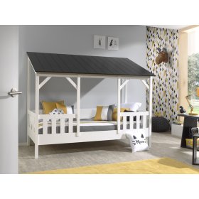 Dětská postel ve tvaru domečku Charlotte - černá , VIPACK FURNITURE