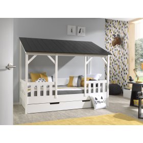 Dětská postel ve tvaru domečku Charlotte - černá , VIPACK FURNITURE