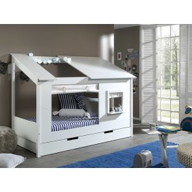 Dětská postel ve tvaru domečku Stela - bílá, VIPACK FURNITURE