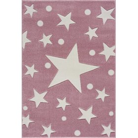 Dětský koberec Hvězdy - růžovo-bílý, LIVONE