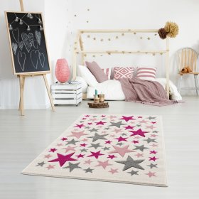 Dětský koberec Stella - krémovo-růžový, LIVONE