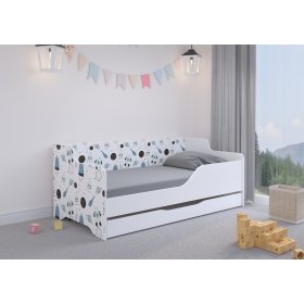 Dětská postel se zády LILU  160 x 80 cm - Vesmír, Wooden Toys