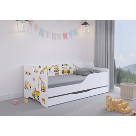Dětská postel se zády LILU  160 x 80 cm - Staveniště, Wooden Toys