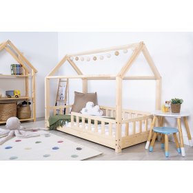 Dětská postel domeček se zábranou Tea - přírodní, Spokojny Sen