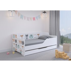 Dětská postel se zády LILU  160 x 80 cm - Zvířátka, Wooden Toys