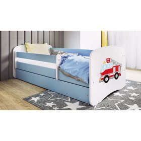 Dětská postel se zábranou Ourbaby - Hasičské auto - modrá, Ourbaby