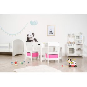 Ourbaby dětský stůl s židlemi s růžovými boxy, SENDA