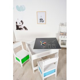 Ourbaby dětský stůl s židlemi s modrým a zeleným boxem, SENDA
