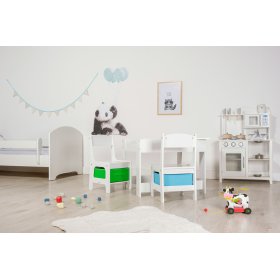 Ourbaby dětský stůl s židlemi s modrým a zeleným boxem, SENDA