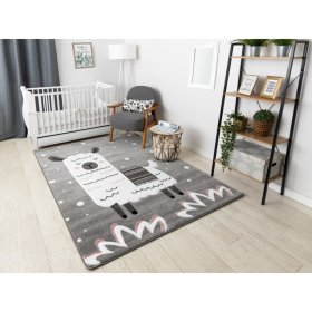 Dětský koberec PETIT - Lama - šedý