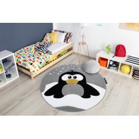 Kulatý koberec PETIT - Tučňák - šedý