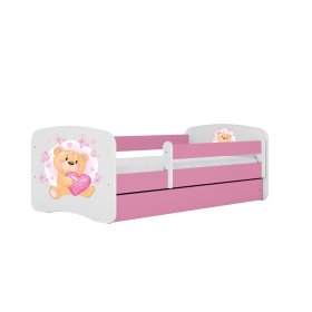Dětská postel se zábranou Ourbaby - Medvídek - růžová, Ourbaby