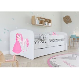 Dětská postel se zábranou Ourbaby - Princezna s koníkem - bílá