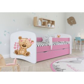 Dětská postel se zábranou Ourbaby -Méďa - růžová, All Meble
