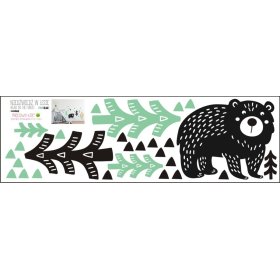 Dekorace na zeď Medvěd v lese mátovo-černý, Mint Kitten