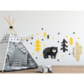Dekorace na zeď Medvěd v lese žluto-černý, Mint Kitten
