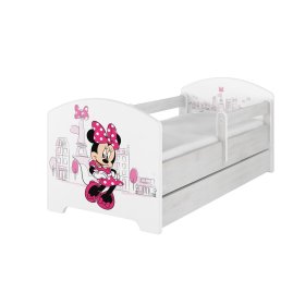 Dětská postel se zábranou - Minnie Mouse v Paříži - dekor norská borovice, BabyBoo, Minnie Mouse