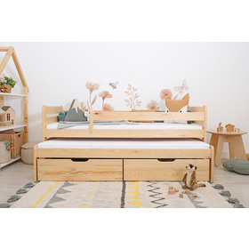 Dětská postel s přistýlkou a zábranou Praktik - přírodní, Ourbaby®