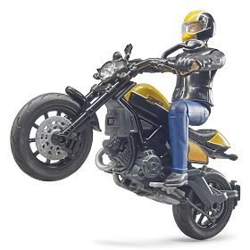 Bruder 63053 BWORLD Motocykl Scrambler Ducati Cafe Racer s jezdcem, Bruder