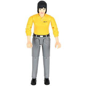 Bruder BWORLD Figurka žena žluté triko, šedé kalhoty, Bruder