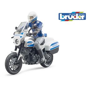 Bruder BWORLD policejní motocykl Ducati Scrambler s jezdcem, Bruder