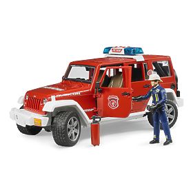 Bruder Červený požární JEEP WRANGLER s figurkou a příslušenstvím, Bruder