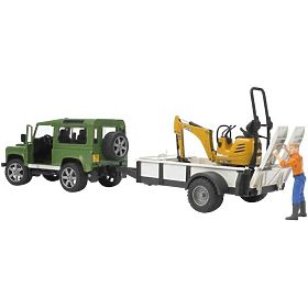 Bruder LAND ROVER + přepravník, mikrobagr JCB, Bruder