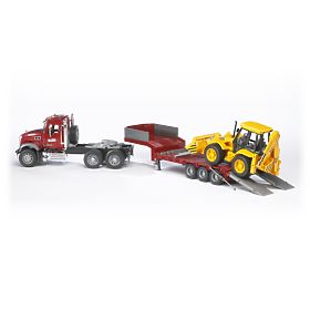 Bruder Nákladní auto MACK Granit návěs a traktor JCB, Bruder