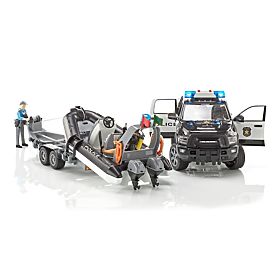 Bruder RAM Policejní auto s člunem a se dvěma figurkami, Bruder