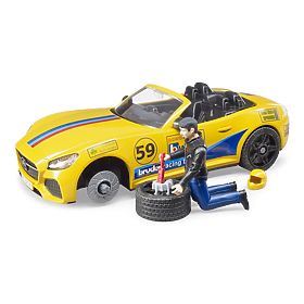 Bruder Terénní auto RAM se sportovním vozem a figurkou, Bruder