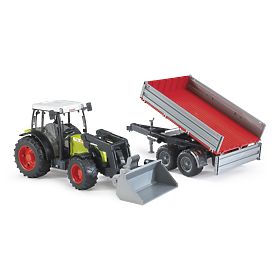 Bruder Traktor CLAAS Nectis 267F s nakladačem a přívěsem, Bruder