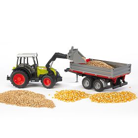Bruder Traktor CLAAS Nectis 267F s nakladačem a přívěsem, Bruder