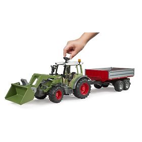 Bruder Traktor Fendt Vario 211 s čelním nakladačem a sklápěcím přívěsem, Bruder