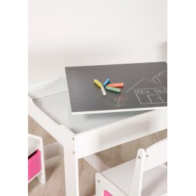 Ourbaby dětský stůl s židlemi s růžovými boxy