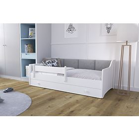 Dětská postel ERYK se zásuvkou a zábranou 160x80 šedý panel