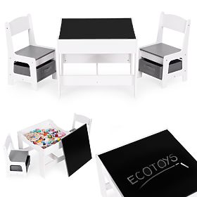 Dětská sada nábytku stůl + 2 židle s tabulí ECOTOYS