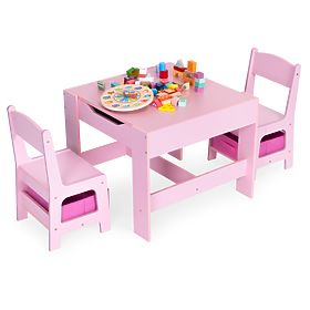 Dětská sada nábytku stůl + 2 židle tabule růžová ECOTOYS