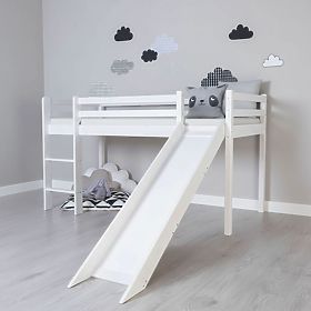 Dětská vyvýšená postel Ourbaby Modo se skluzavkou - bílá