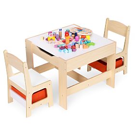 Dětský nábytkový set stůl + 2 židle s tabulí ECOTOYS