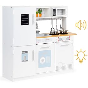 Dřevěná kuchyňka pro děti LED světlo + hrnce ECOTOYS