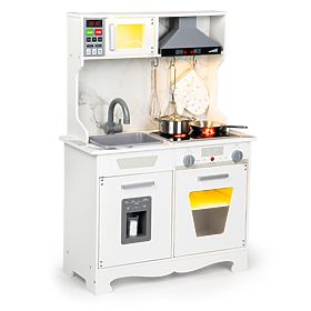 Dřevěná kuchyňka pro děti se zvuky a LED + příslušenství ECOTOYS